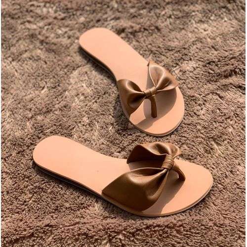 Sexy Bow Ladies Slippers- Brown Image